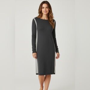 Joan Vass Long Sleeve Sweater Dress Gray Size Small